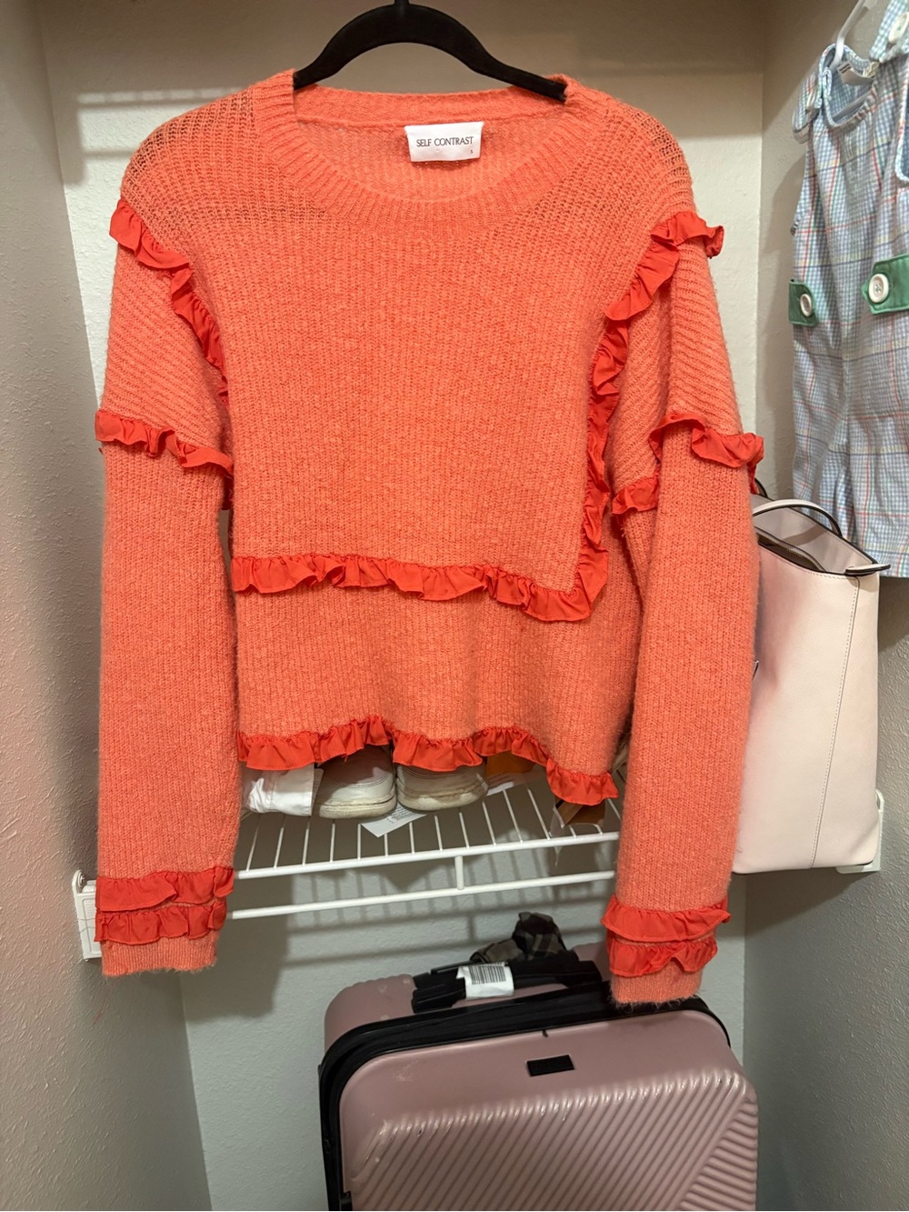 Coral Ruffle Knit Sweater